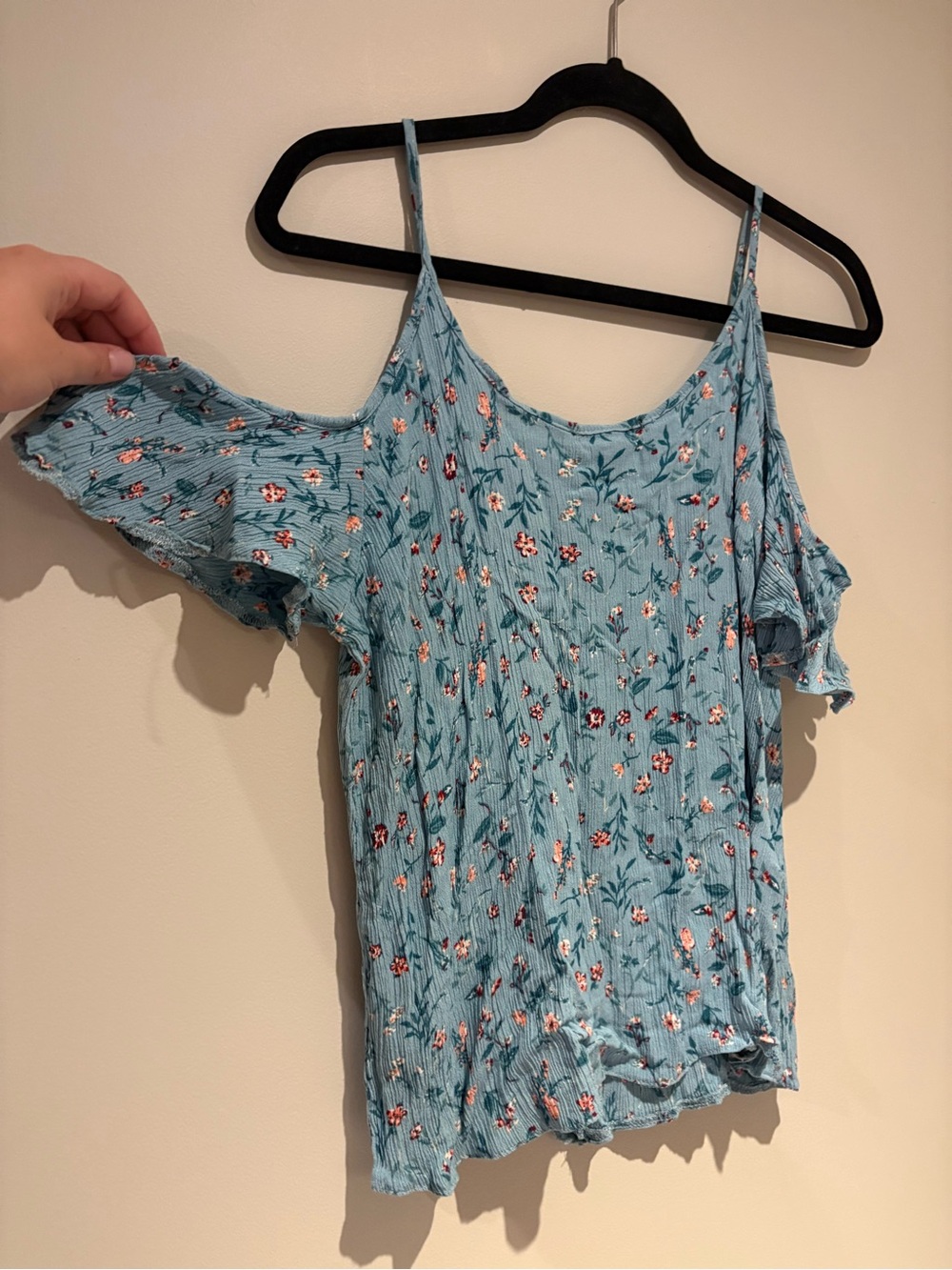 Blue Floral Cold-Shoulder Button-Front Cami - Picture 10 of 12